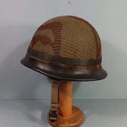 CASQUE FRANCAIS MODELE 1951 AVEC CAMOUFLAGE ET PANSEMENT ETAT NEUF DE STOCK FRANCK - 1953 ET LINER MENESA 1953 + PANSEMENT
